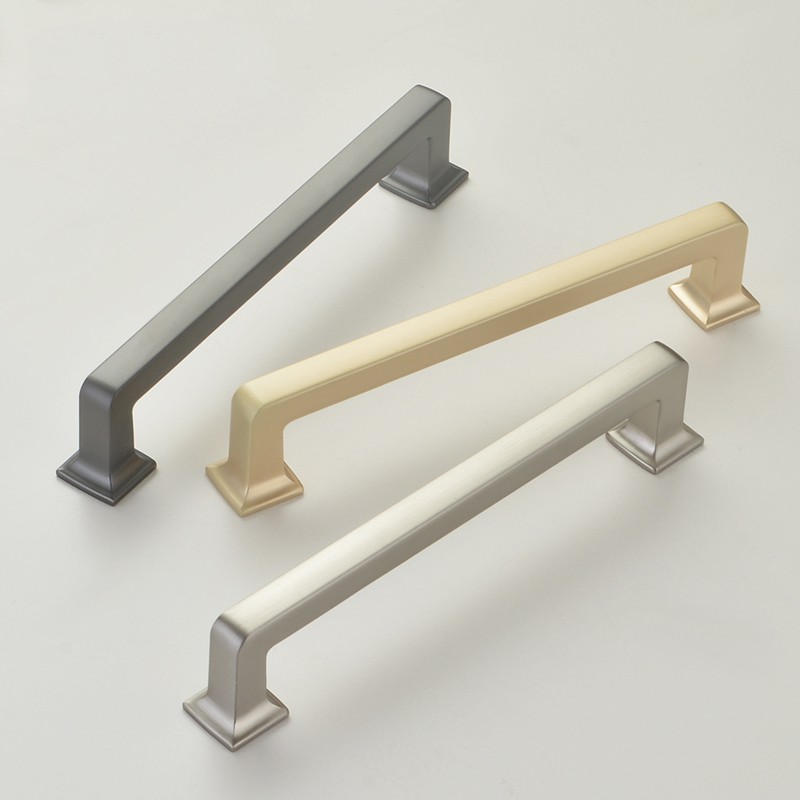 Zinc Alloy Gray Gold Cabinet Handles Solid Drawer Knobs Kitchen