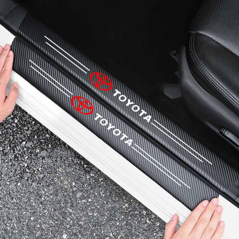 TOYOTA Carbon Fiber Car Door Sill Sticker Protector Wish Sienta Hiace ...