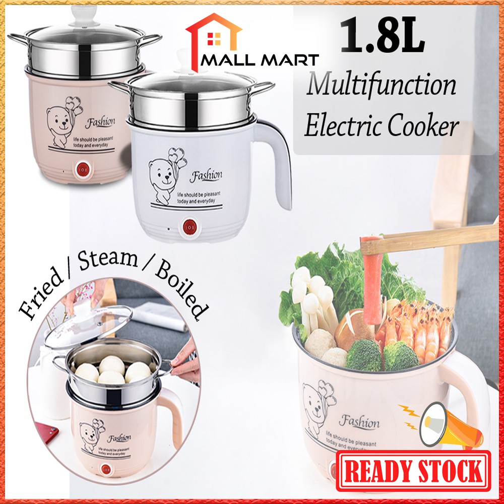 MallMart 1.8L Electric Cooker Multi function Inner Non-Stick Coating Pot 1.8 Litre Mini Rice Multi Cooker