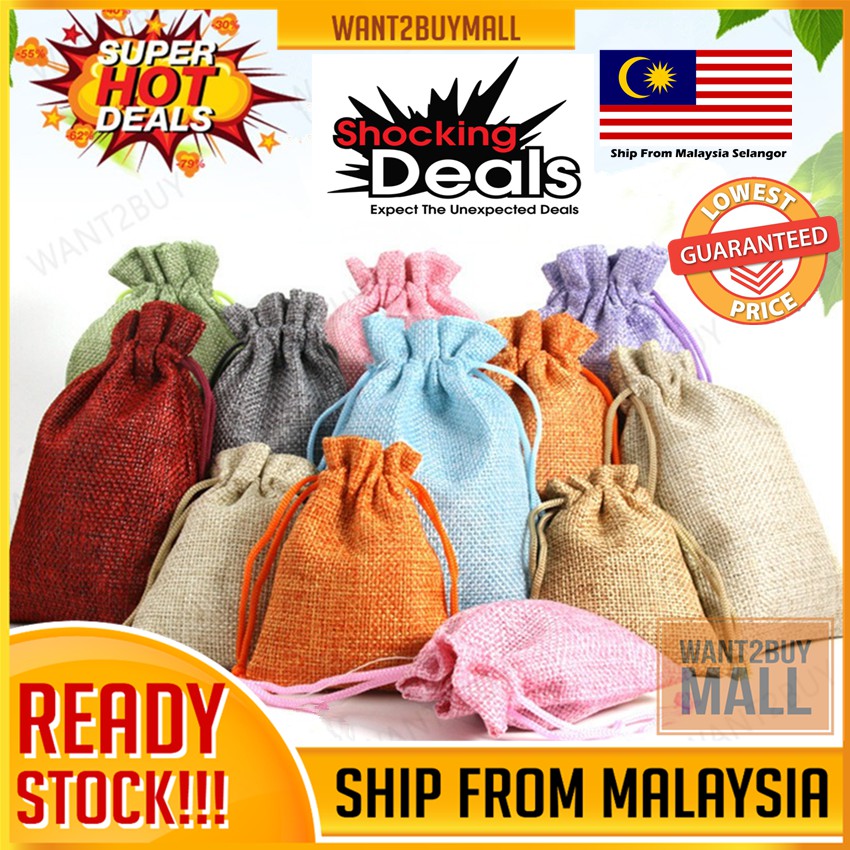 ?? Christmas Drawstring Jewelry Bag Wedding Birthday Party Baby Shower Supplies linen Pendulum Uncang Emas Gift Bag