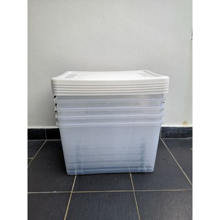 Transparent Plastic Storage Box 50L Big Capacity Stackable Storage