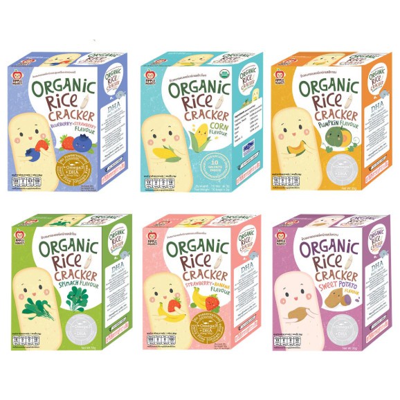 HALAL【DAIRY, GLUTEN FREE】APPLE MONKEY Organic Rice Cracker (6M+)/【MSG FREE】Spongy Puff (12M)/ Yogurt Rice Cracker | KKSK