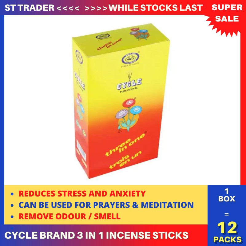 Cycle Brand 3 in 1 Incense Sticks (Agarbatti) ( 12 PACK * 20 STICKS