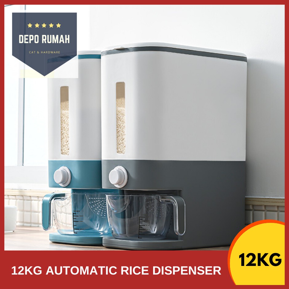 12KG Automatic Rice Dispenser FREE Rinsing Cup / Storage & Dispenser  / Bekas Beras / Viral Smart Dispenser