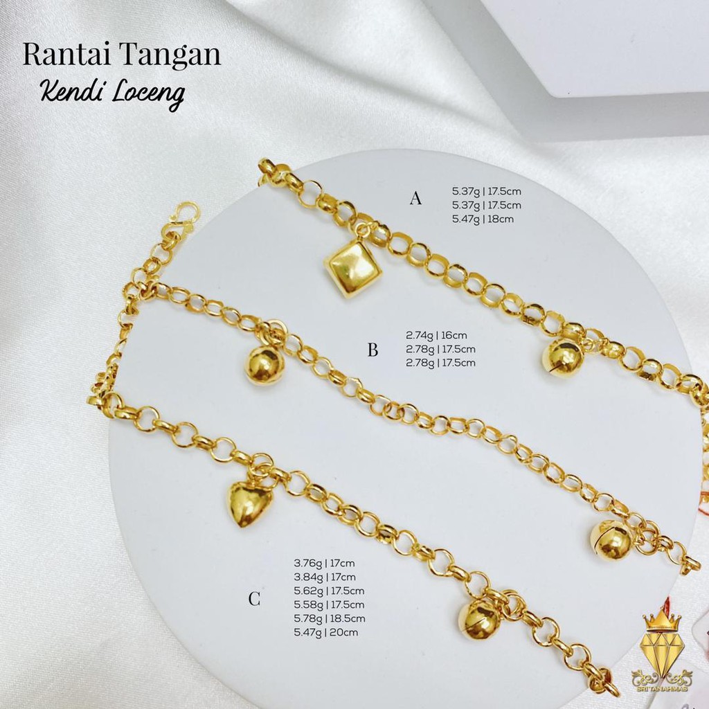 Rantai Tangan Kendi Loceng Emas 916