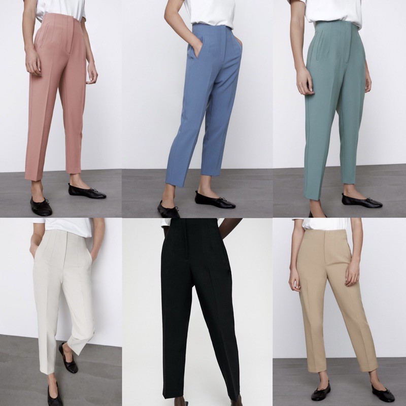 Zara High Waist Trousers | Shopee Malaysia