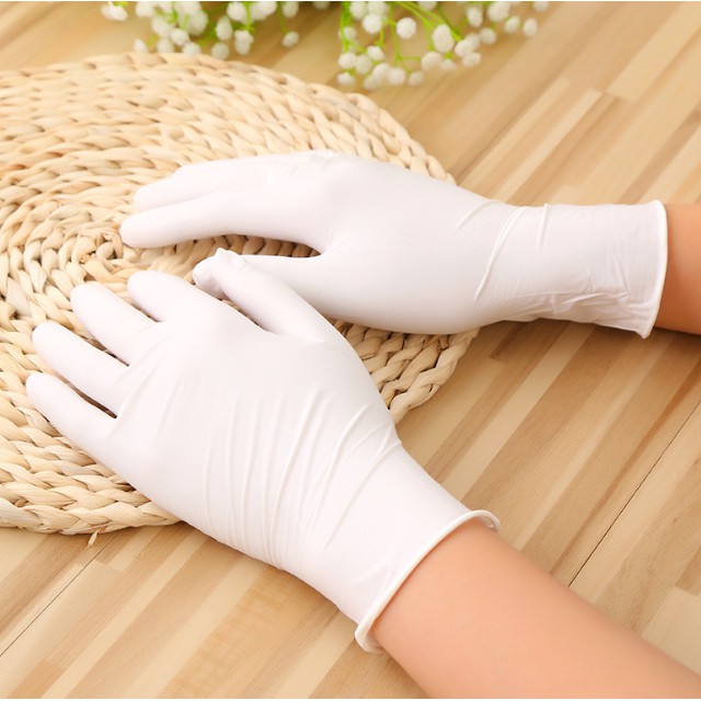 Disposable gloves Latex White Dingqing Medical Rubber Food Grade Catering Household Plastic Waterproof Inspection Thicke