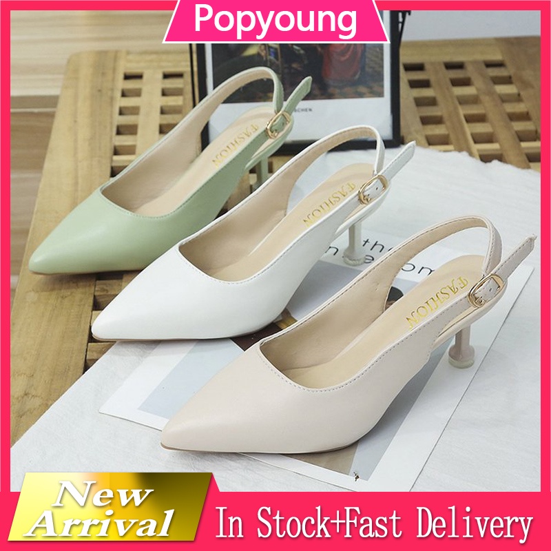 Heels Raya 2022（24 hours fast shipping）New Leather Single Shoes Fairy Wind Small Leather Shoes OL Work Shoes Fashion Casual Pointed Shoes Women Shoe