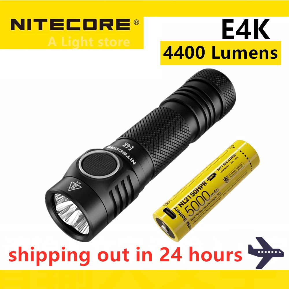 Original NITECORE E4K Flashlight 4400 Lumens LEDs 21700 Compact EDC 700 .