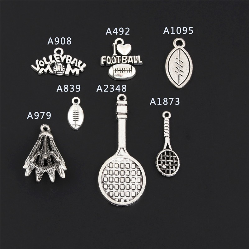 1pc Vintage Charms Tennis Racket Pendant Sports Charms Antique Silver Fit Bracelets Necklace DIY Metal Jewelry Making