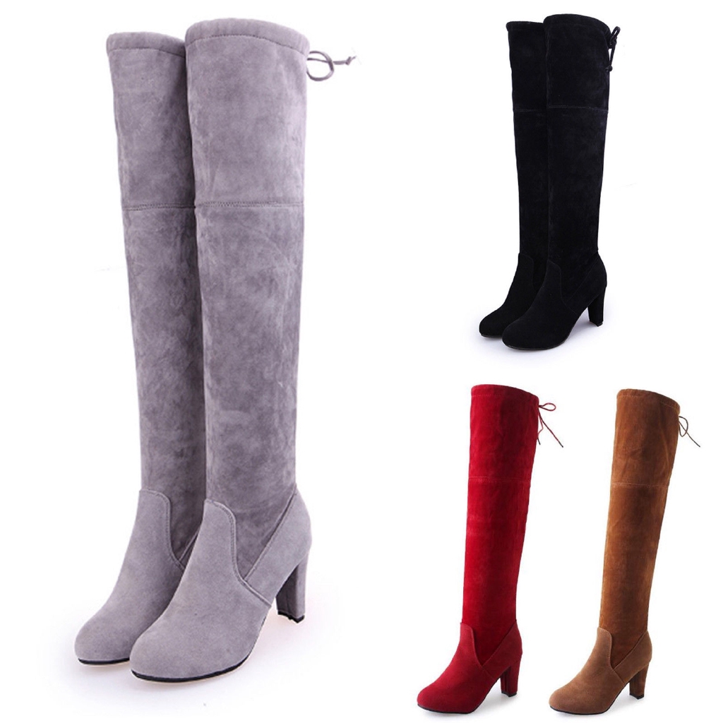 Womens Winter Thigh High Boots Over The Knee Party Stretch High Heel