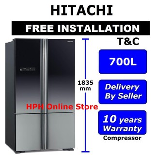 Hitachi 700l Refrigerator French Bottom Freezer 4 Door R Wb850p5m Xgr Shopee Malaysia
