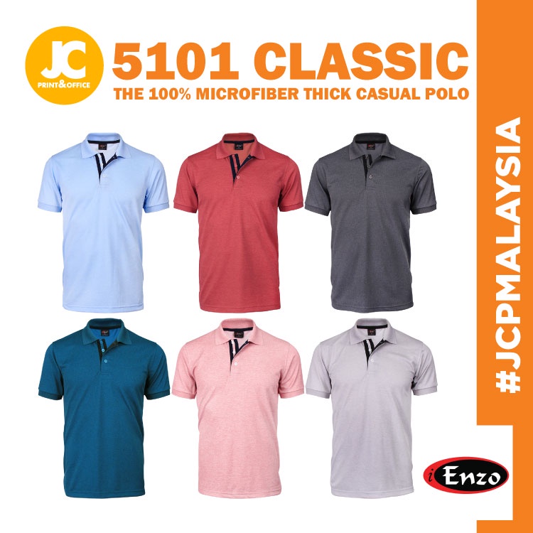 JCP ENZO Classic Casual Microfiber Polo T-Shirt 5101 Unisex Adult ...