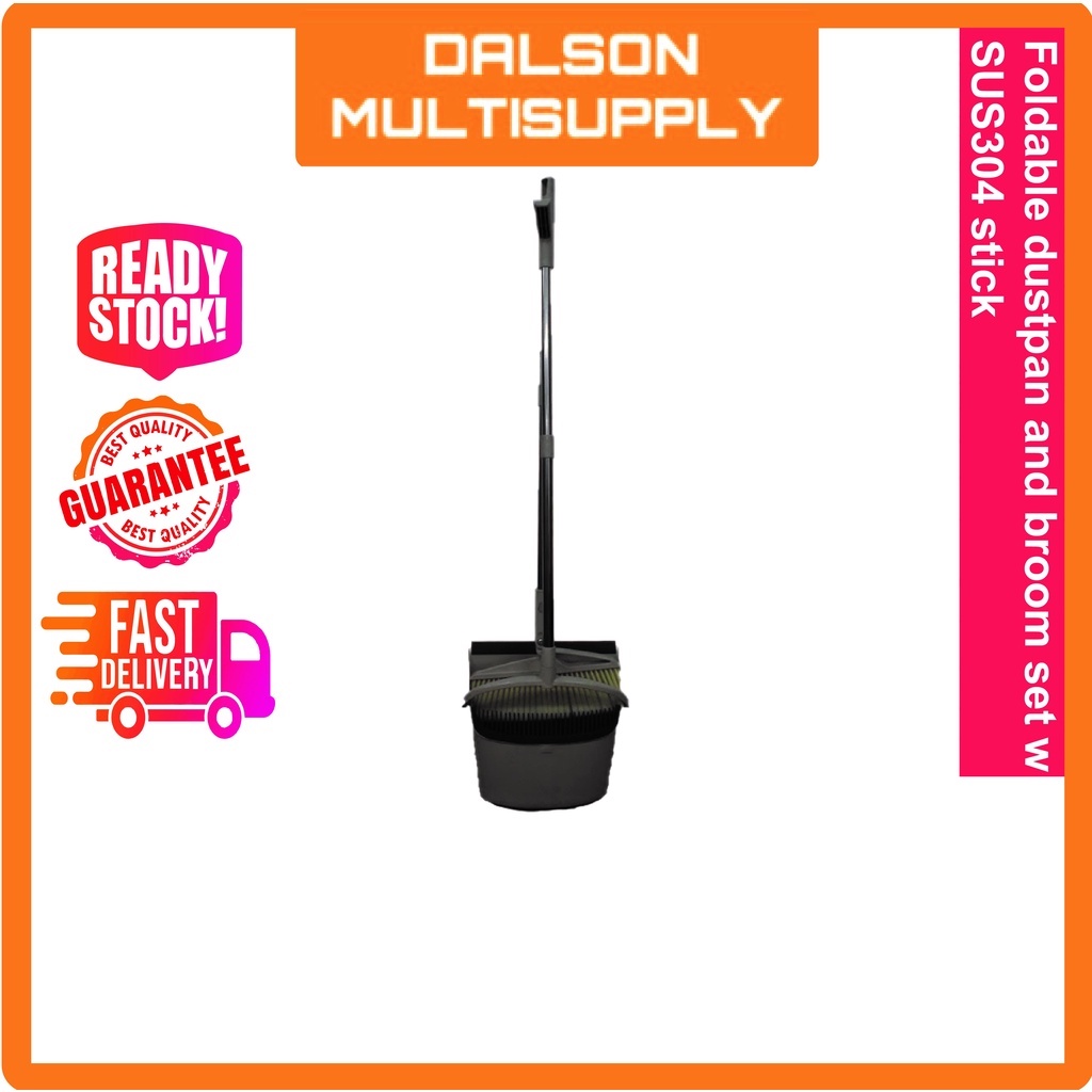 Foldable dustpan and broom set with SUS304 stick Shopee Malaysia