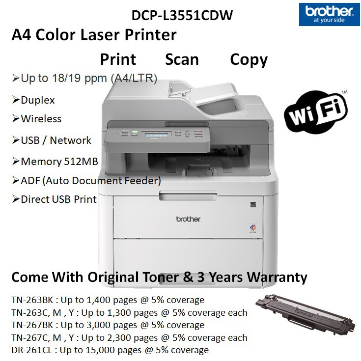 Brother DCPL3551CDW Color Laser Printer ( L3551CDW , L3551 ) Shopee
