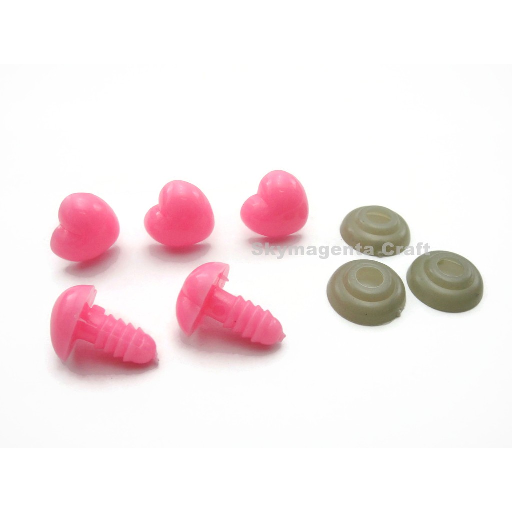 Pink Heart Love Shape Animal Safety Nose Eyes DIY Doll Hidung Mata Patung (469)
