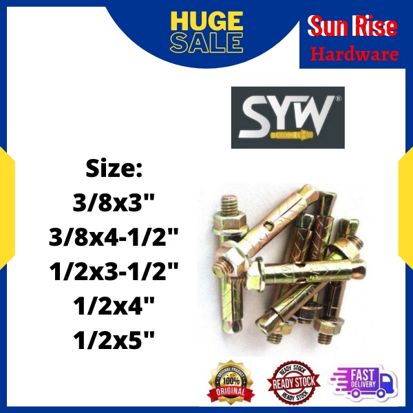 SYW Sleeve Anchor Metal Wall Plug Screw Wall Plug Besi Skru | Shopee ...