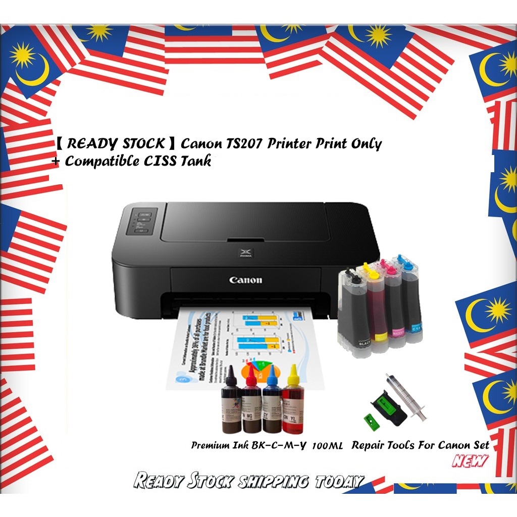 Canon Pixma TS207 Inkjet Printers with ciss 「Printing ONLY」