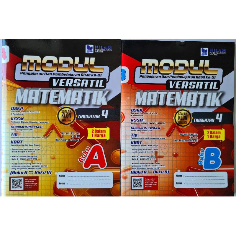 (2 Dalam 1) Modul Versatil Matematik Tingkatan 4 Buku A & Buku B