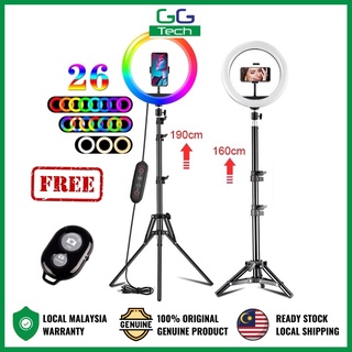 26CM TikTok Ring Light RGB LED selfie ring light with 210cm tripod and mobile phone stand for live streaming