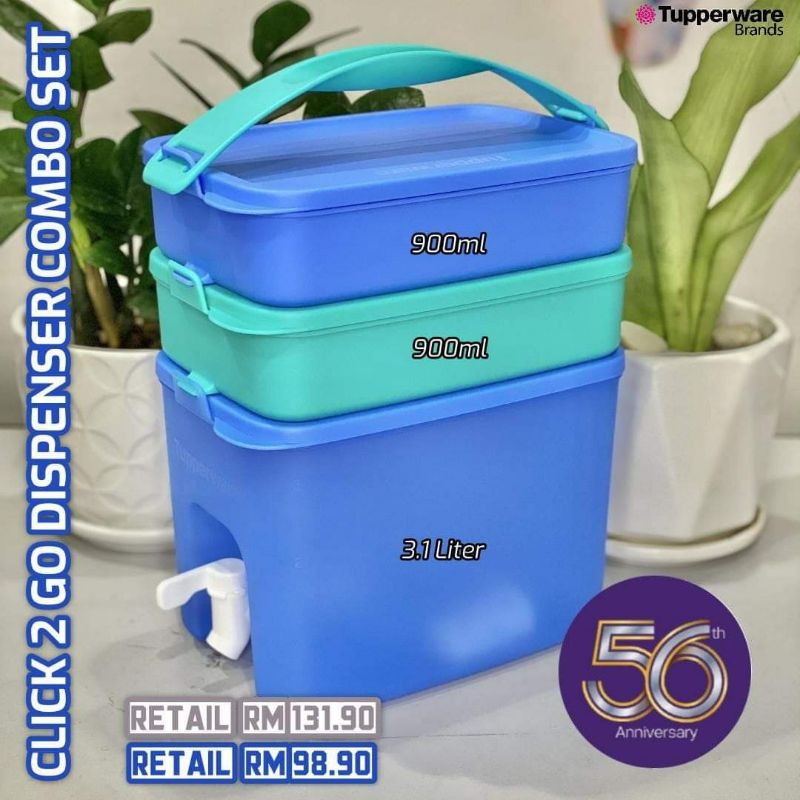 LIMITED SET TUPPERWARE CLICK TO GO SET WITH WATER DISPENSER