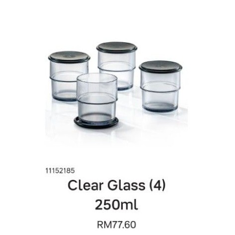 💥Tupperware Clear Glass with Lid (4pcs/set)💥