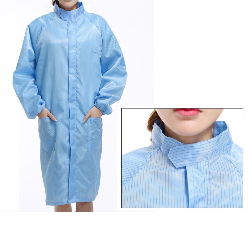 Cleanroom ESD Smock / Zip Type / Round Velcro Collar / Blue “READY