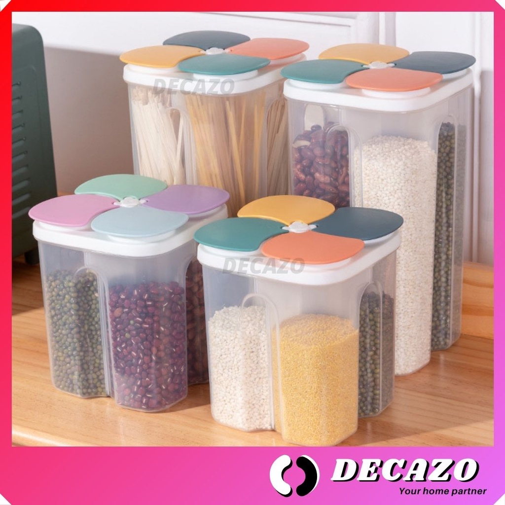 Bekas Bijirin Kacang 4 in 1 Cereal Dispenser Household Cereal Storage Box Petal Cereal Container Beans Supplies 食物收纳盒