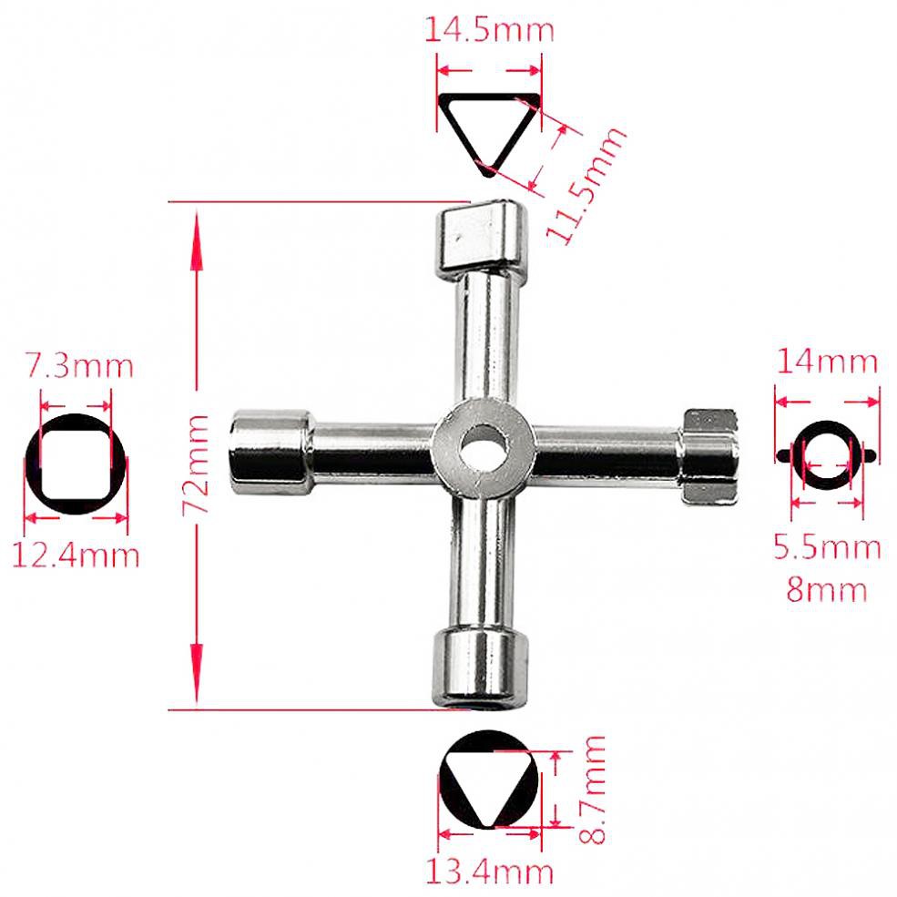 Versatile Reliable Multi-function 45 # Steel Key Wrench Cross Triangle Plumber Essential Premium - Image 3