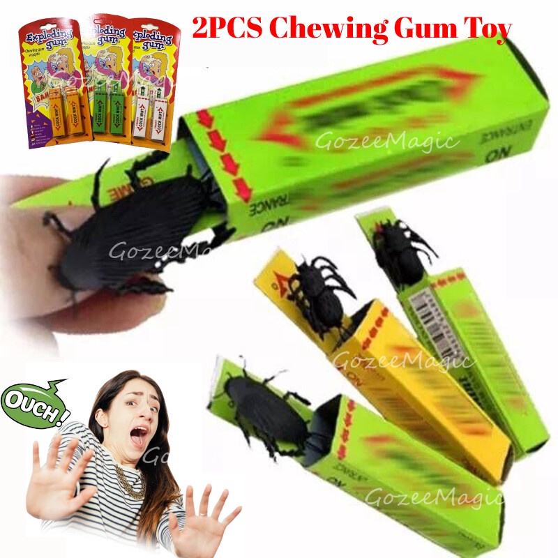 2pcs Funny Joke Chewing Gum Toy Prank Trick Gag Cockroach/Spider/Rat/Scorpion Gum Farce April Fool Halloween Joke Gift