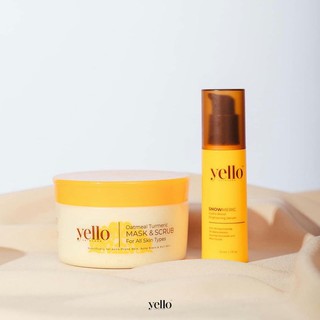 Download Yello Skincare Oatmeal Turmeric Mask Scrub Otms And Snowmeric Hydra Boost Brightening Serum Yello Trial Serum Shopee Malaysia PSD Mockup Templates