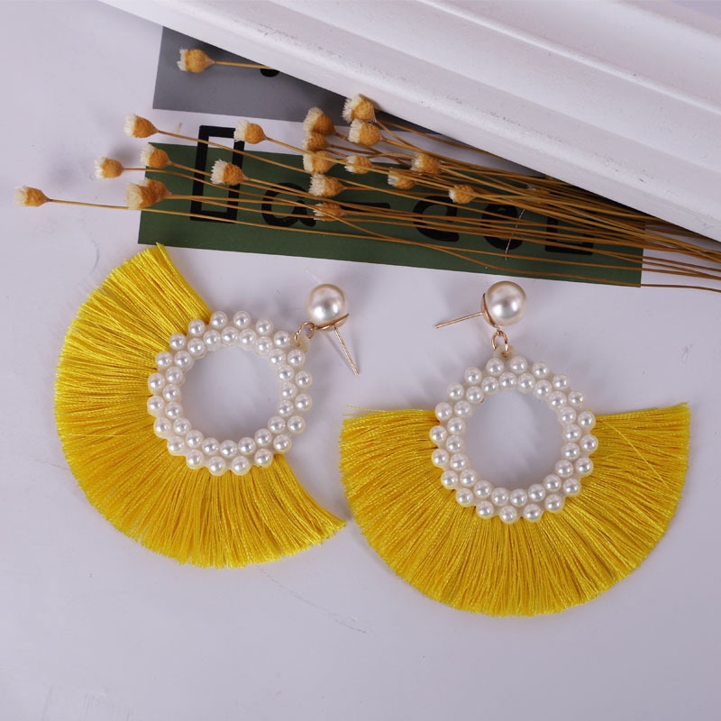 semi circle tassel earrings