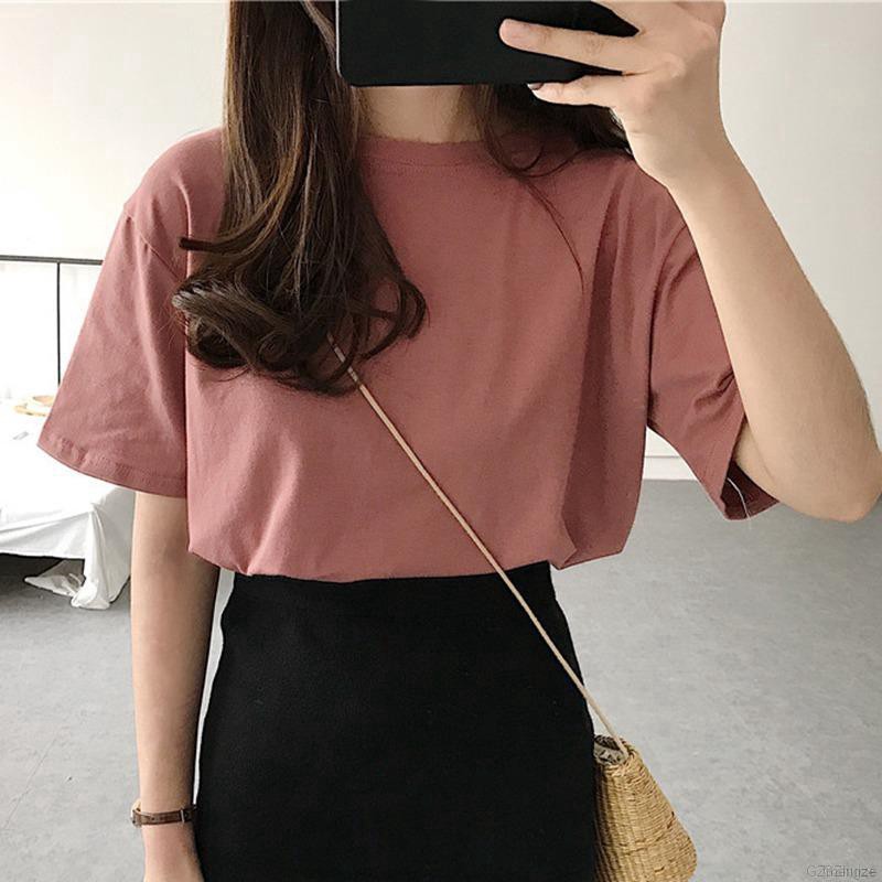 Koreangirl Loose O-Neck Short Sleeve T-Shirt Readystock women ootd tee Baju All-macth Popular ...