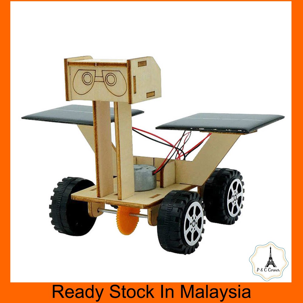 DIY Solar Energy Power Moon Rover Robot Car Wooden Puzzle Model Educational Toy Students Science Experiment for Kid