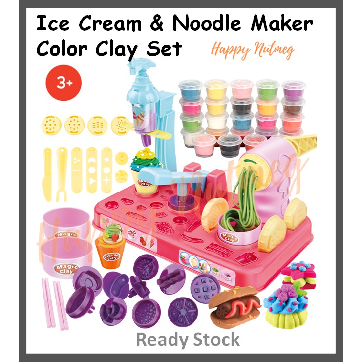 3 in 1 Ice Cream & Noodle / Pasta Maker Color Clay Play Doh Plasticine Set