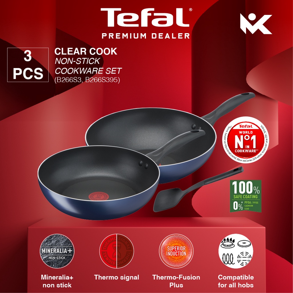 Tefal B266s3 Non Stick Cookware Set (with normal Tefal box) Shopee