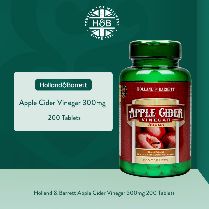 Holland & Barrett Apple Cider Vinegar 300mg 200 Tablets (BBE 12/2023