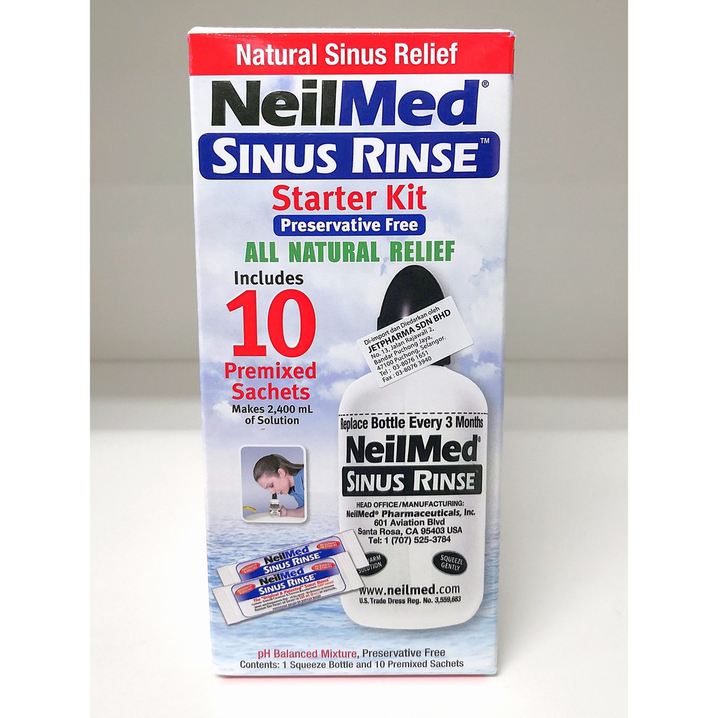 NeilMed Sinus Rinse Starter Kit (1 bottle + 10 sachets) Exp:9/23 ...