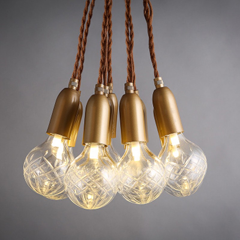 Gold Modern Crystal Bulb Shaped Glass Shade Pendant Ceiling Light Lamp Home Cafe