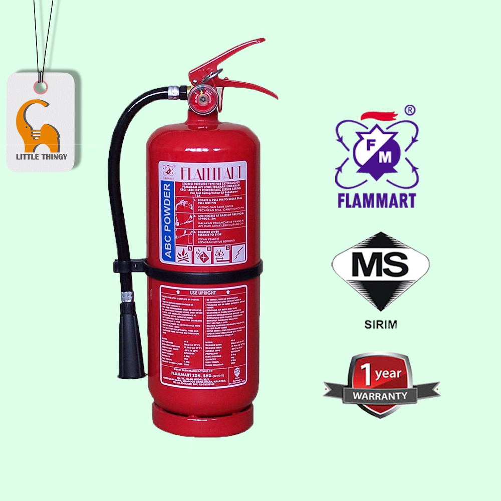 Flammart 4kg Abc Dry Powder Fire Extinguisher Household Office Vehicle Truck Pemadam Api