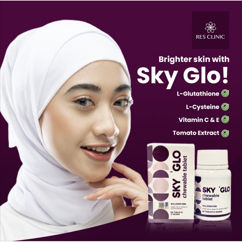 [RES CLINIC] Sky Glo Skin Whitening Supplement 60's x 850mg Berkesan