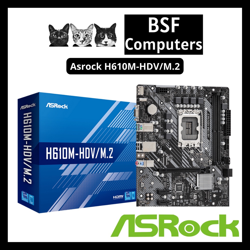Asrock H610m HDV/M.2 LGA1700 MATX Motherboard supports 12th Gen Intel CPU DDR4 Shopee Malaysia