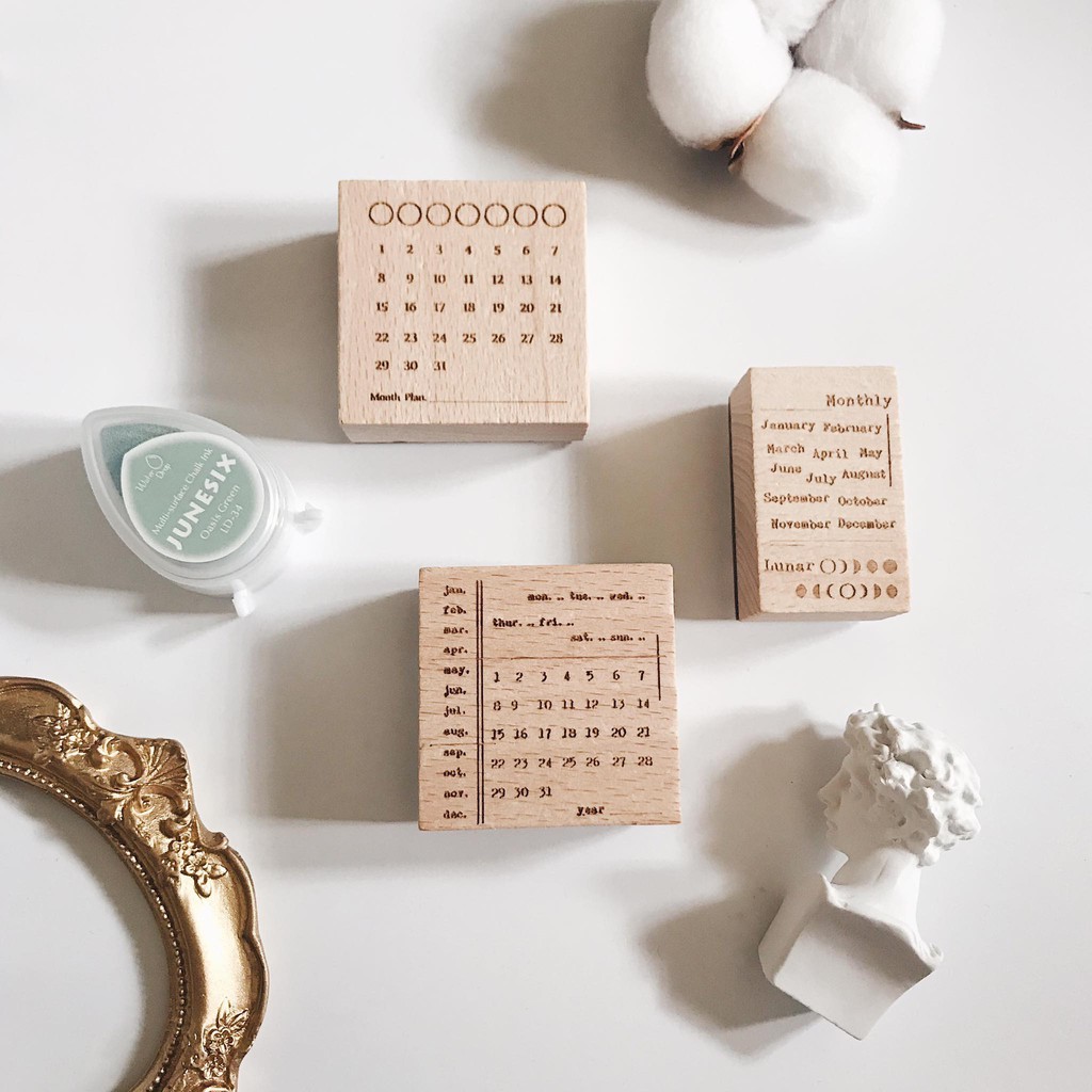 Day and Month Series Wooden Rubber Stamp for Journaling Diary Planner