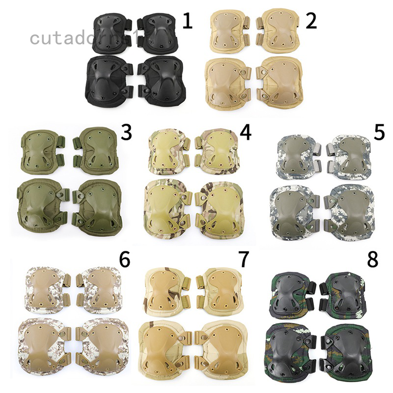 Aoutacc Tactical Combat Knee & Elbow Protective Pads Set for Outdoor CS Paintbal 
