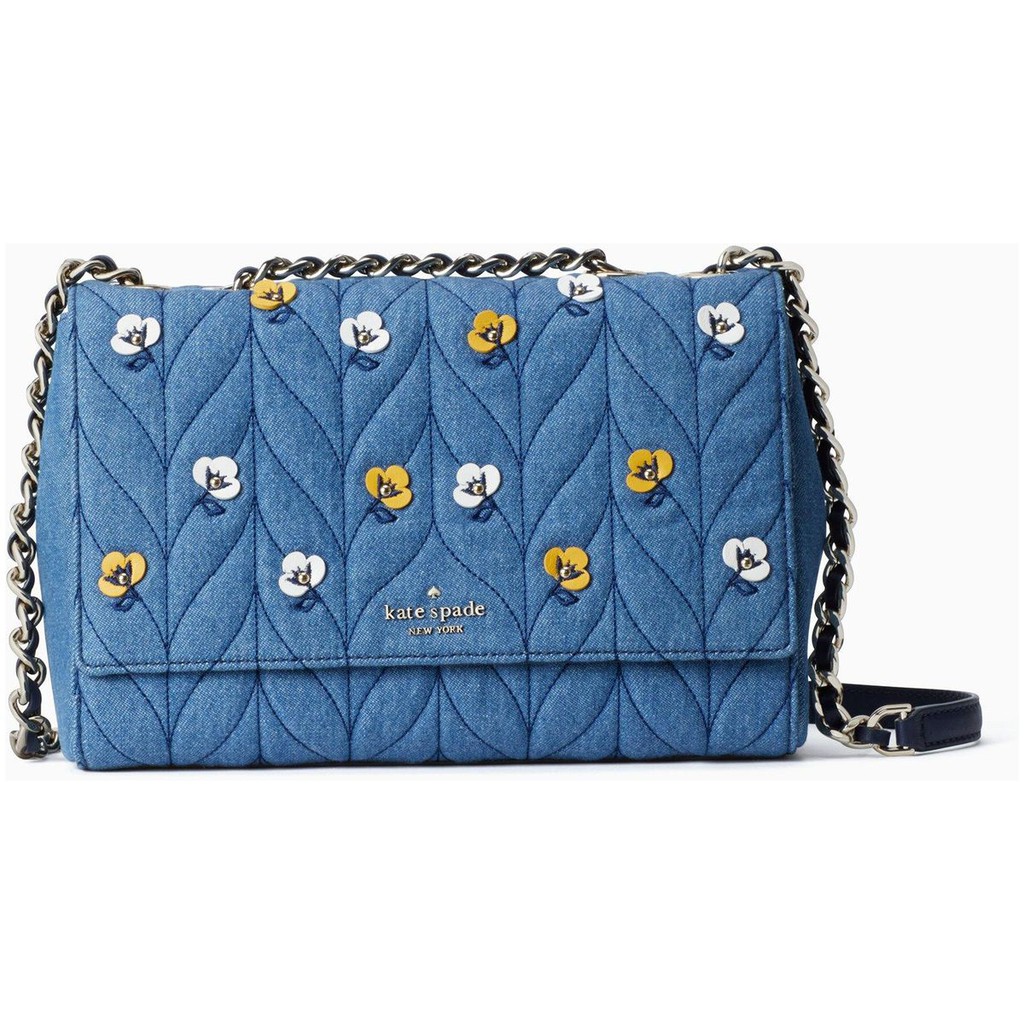 KATE SPADE BRIAR LANE QUILTED DENIM APPLIQUE EMELYN BAG | Shopee Malaysia