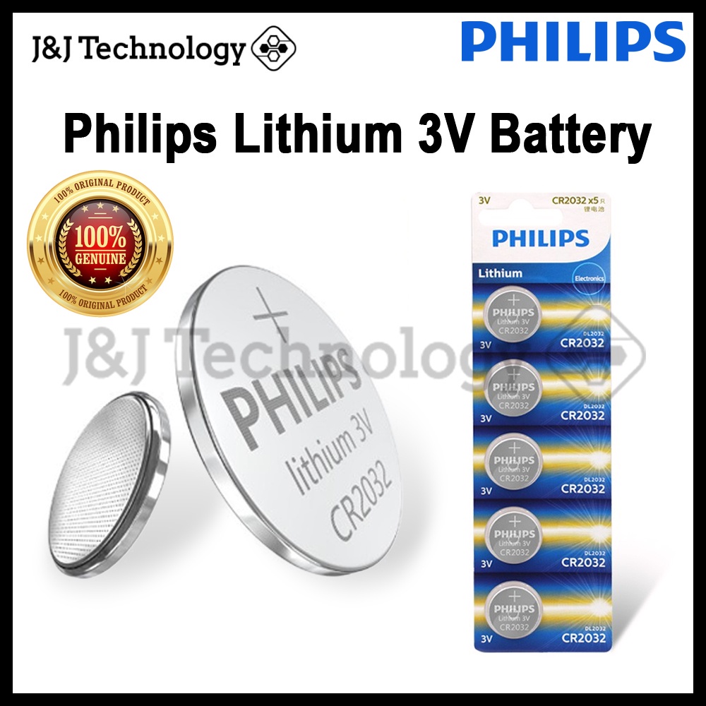 JNJ Technology Philips Genuine 3V Lithium Battery CR2016 CR2025 CR2032