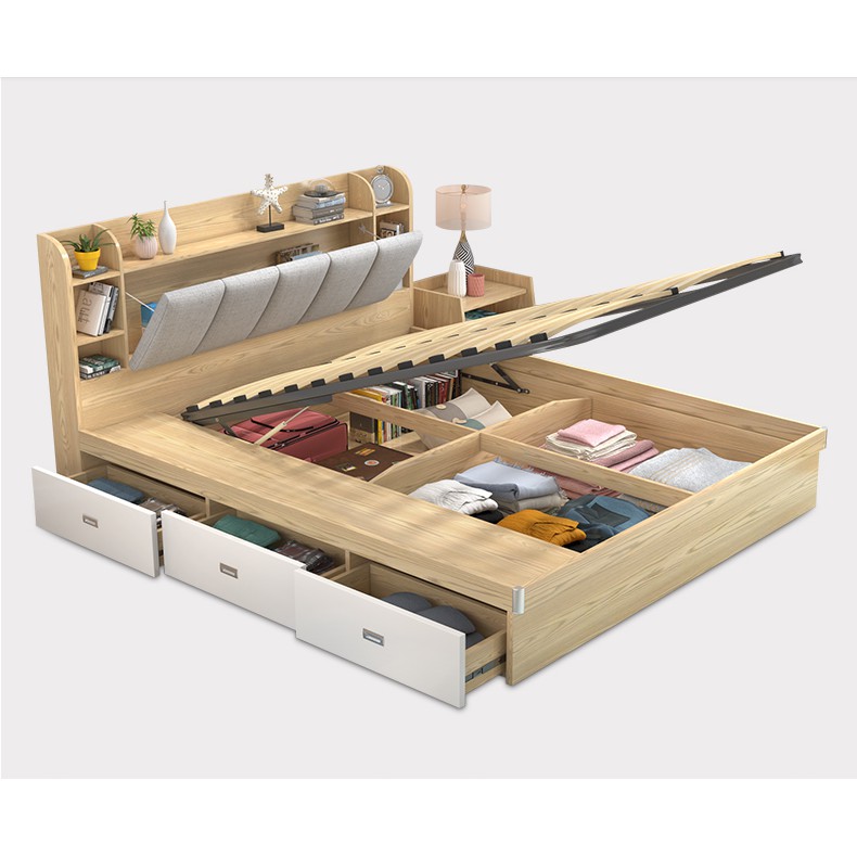 Queen Bed With Hydraulic Storage - Hanaposy