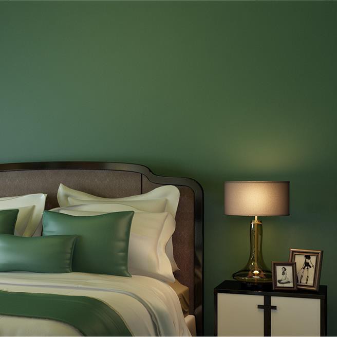 Yy Simple Modern Plain Solid Color Gray Dark Green Non Woven Wallpaper Bedroom