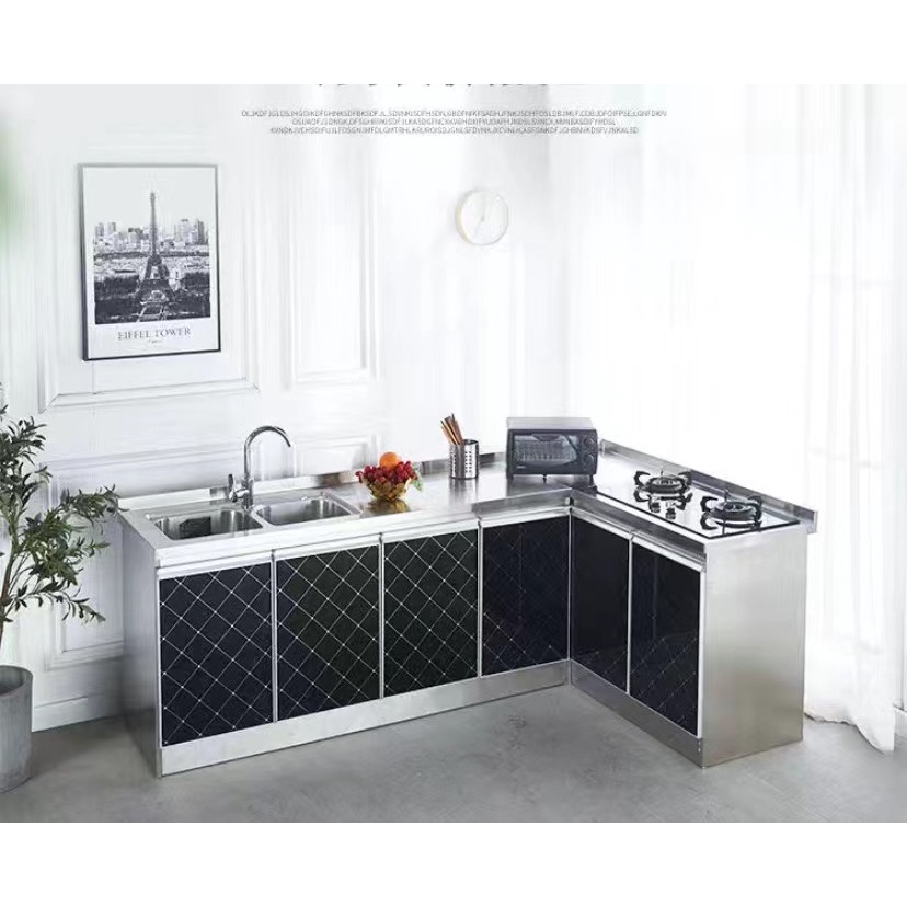 All stainless steel kitchen Simple kitchen stove top almari