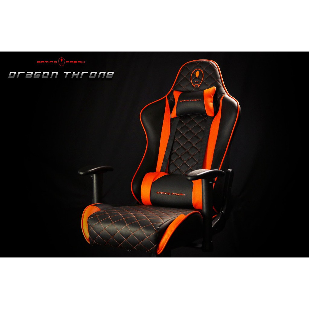 Gaming Freak Dragon Throne Gaming Chair Black Orange Office